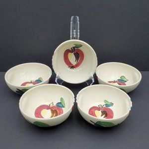 Purinton Slip Ware Apple Coupe Soup Cereal Bowls with Handles